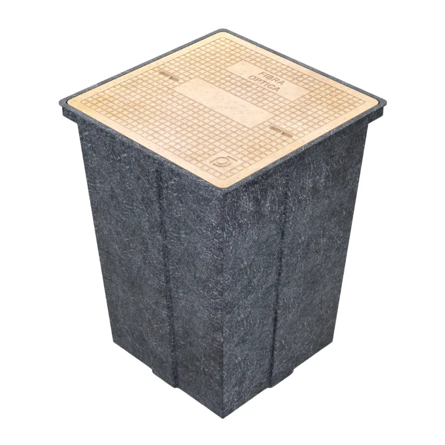 Registro 60×60×80 cm con Tapa polimérica y Cuerpo en Fibra de Vidrio (apilable)