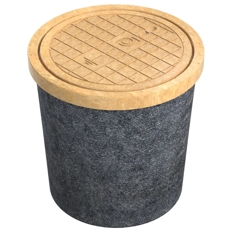 Registro Circular 40×40 cm con Aro y Tapa en Concreto polimérico y Cuerpo en Fibra de Vidrio
