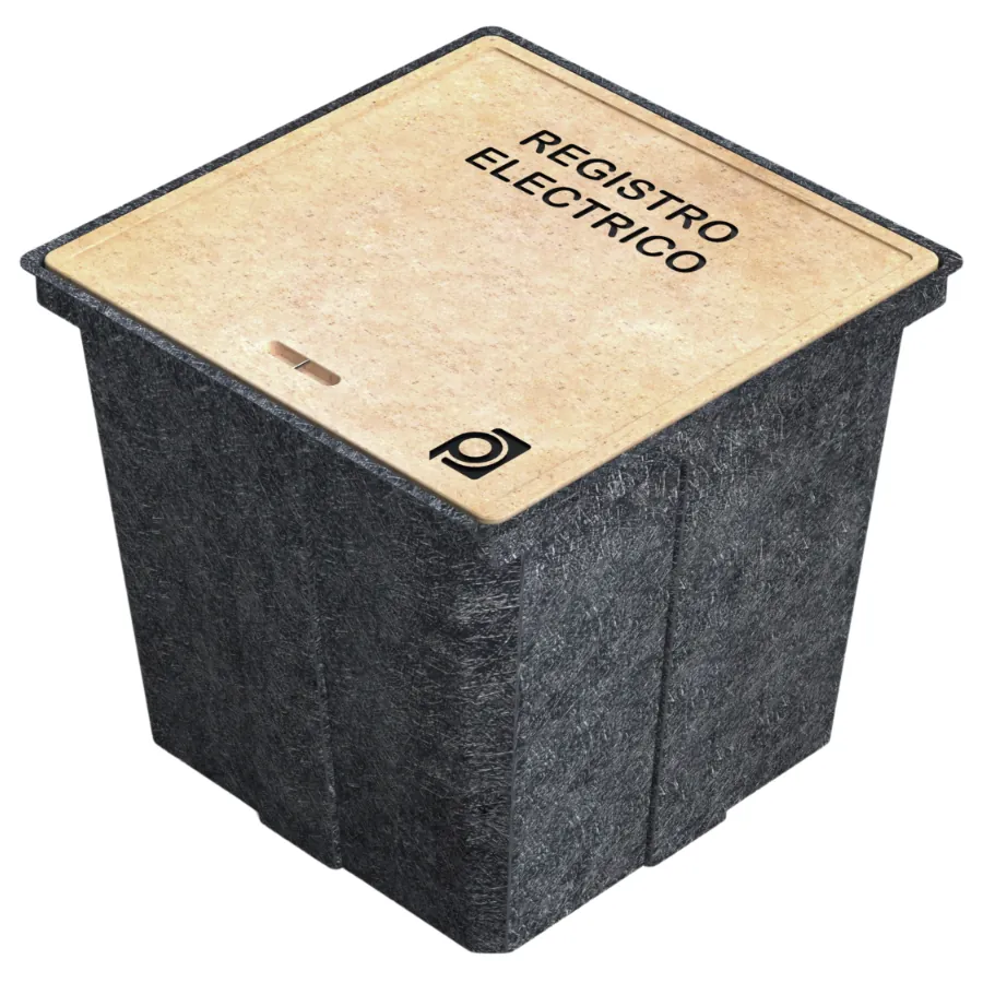 Registro de 65×65×60 cm con Tapa Concreto polimérico y Cuerpo en Fibra de Vidrio Apilable