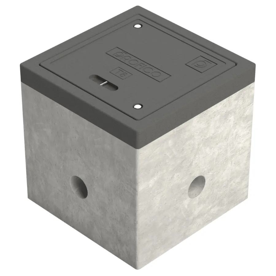 Registro híbrido de 50×50×50 cm con Marco y Tapa de Concreto polimérico y Cuerpo en Concreto hidráulico