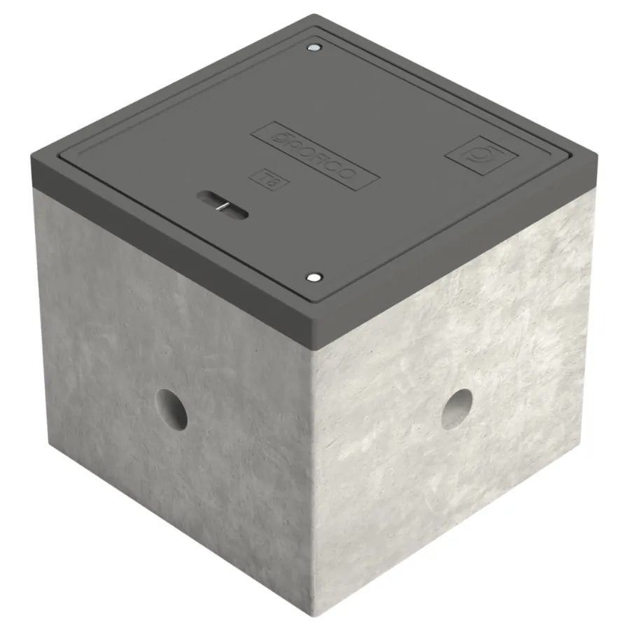 Registro híbrido de 67×67×70 cm con Marco y Tapa de Concreto polimérico y Cuerpo en Concreto hidráulico